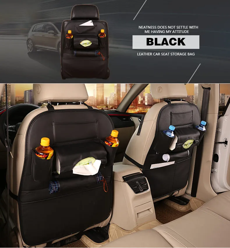 Sac à coussin en cuir Pu, organisateur de dossier de siège de voiture, plateau de Table pliable, sac de rangement de voyage, Table à manger pliable, sac de rangement de siège de voiture