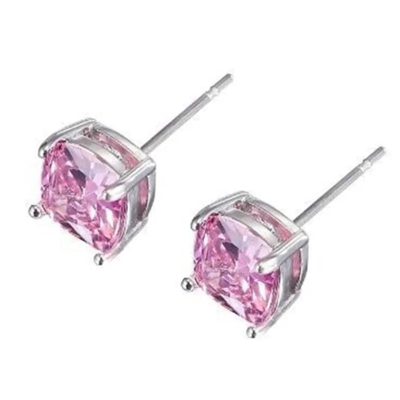 Stud Arrival Color 4 Claw Crystal Earrings Square Cubic Jewelry for Women Party