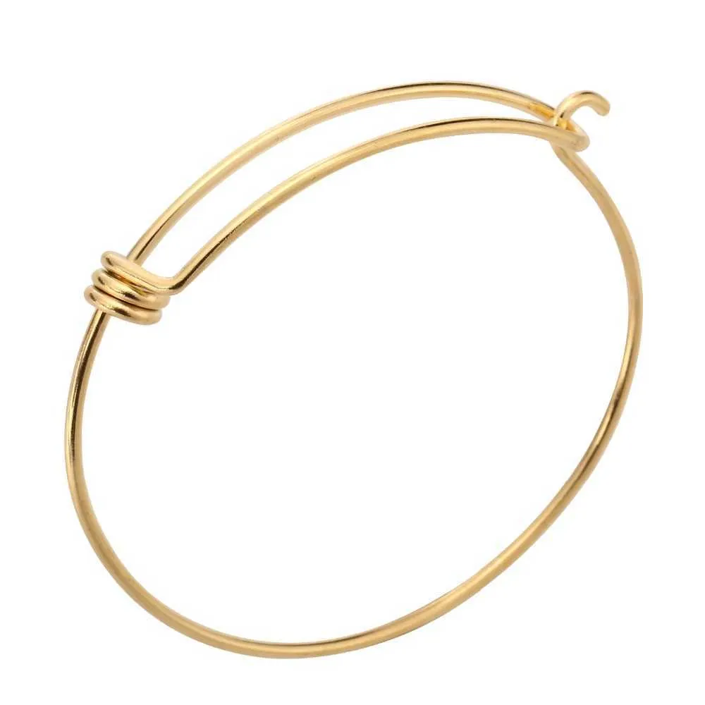 il braccialetto regolabile del braccialetto espandibile di fascino dell'acciaio inossidabile di tono oro 5pcs/lot può aprire Q0717