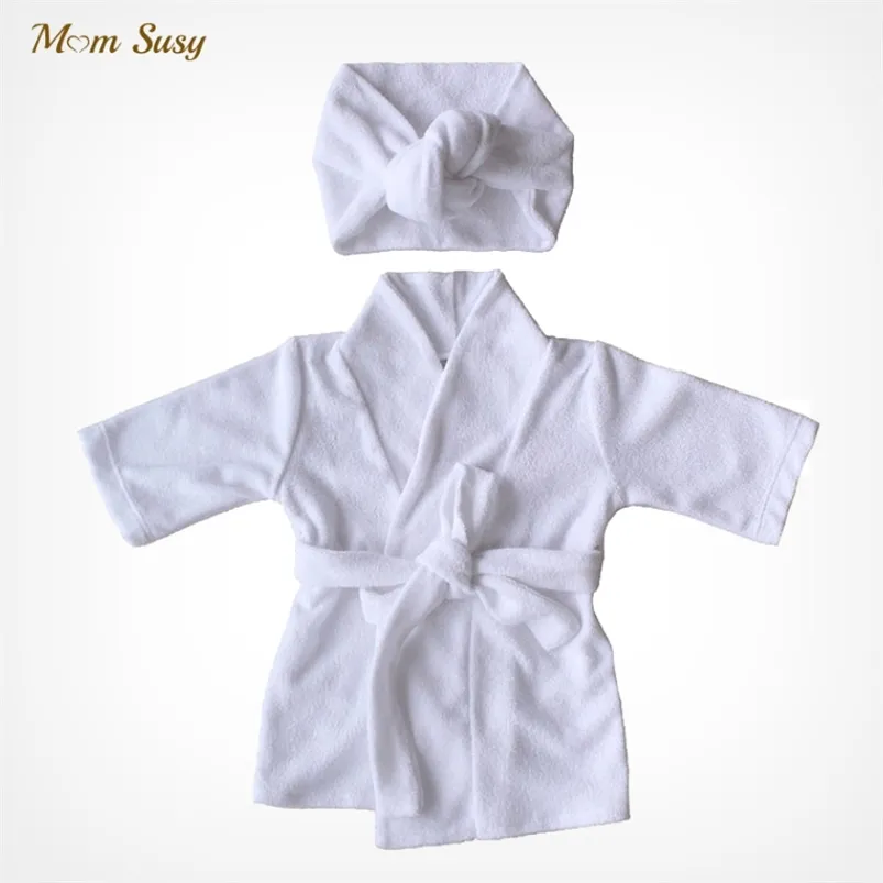 Doğan Bebek Erkek Kız Robe Set 100% Pamuk Havlu Terry Bebek Bornoz Kapüşonlu Sleeprobe Headwear Home Suit 0-2Y 210901