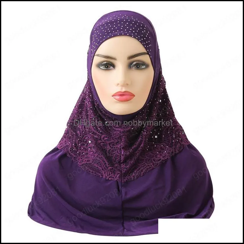 Adults or Big Girls Medium Size 70*60cm Pray Hijab Muslim Women Hijab Scarf Islamic Headscarf Hat Amira Pull On Headwrap Fashion