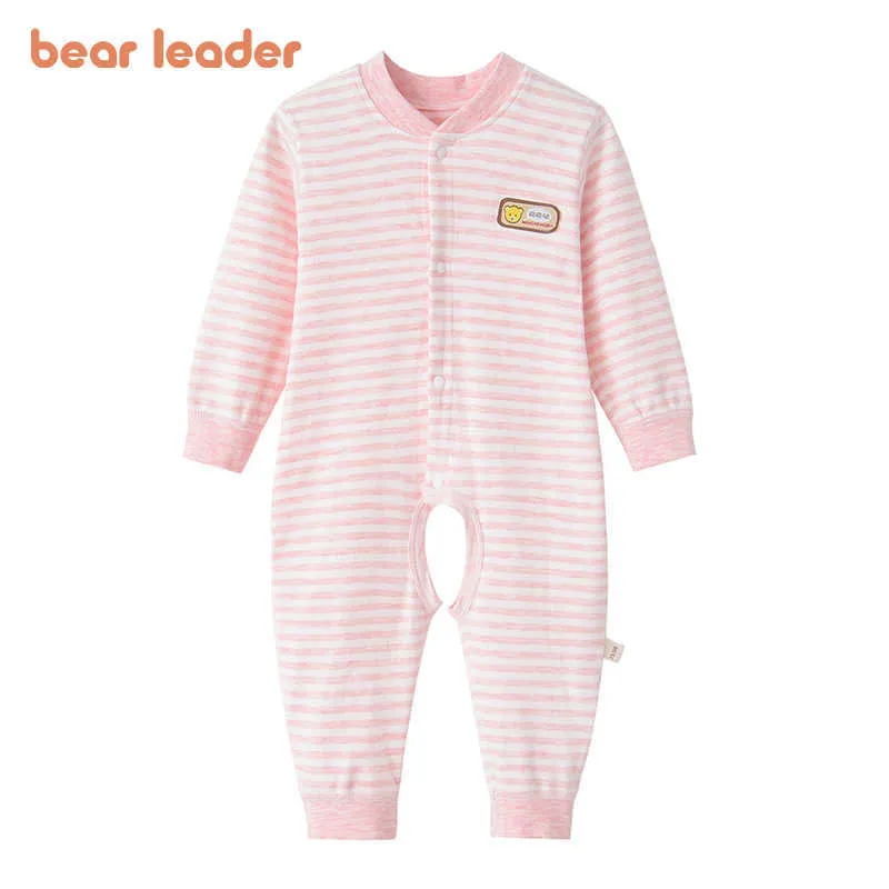 Bear Leader Born Girls Boys Casual Jumpsuits Fashion Spring Höst Spädbarn Baby Striped Rompers Toddler Bebes Kläder för 0-2Y 210708