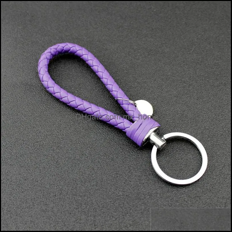 PU Leather Braided Keychain Manual Woven Rope Keyring Bag Pendant Key Chain Holder Car Keyrings Men Women Key Ring Party Favor VT1016