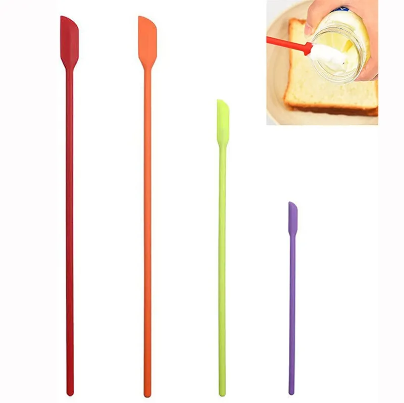 4-Piece Set Multi Purpose Baking Pastry Tools Facer Längda Mini Silikon Lång Stalk Smörjkniv Jam Kosmetika Små Skrapa 7 5YF T2