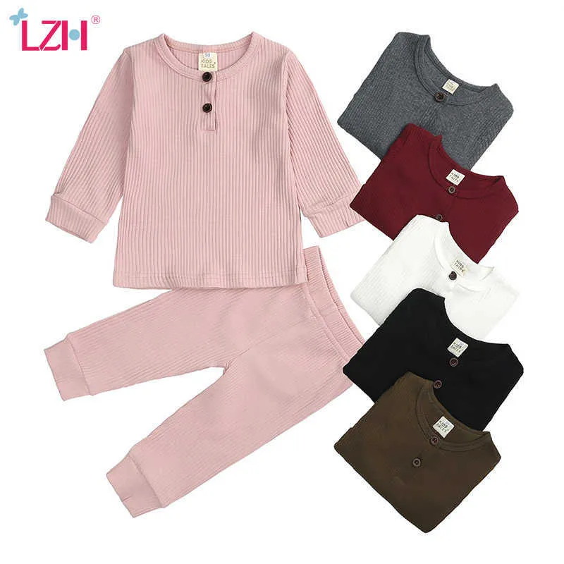 Lzh Herbst Hause Tragen Kleiden für Kinder 2021 Neue Pyjama Set für Jungen Langarm Neugeborenen Baby Mädchen Anzug 0-2 jahre Kinder Outfit G1023