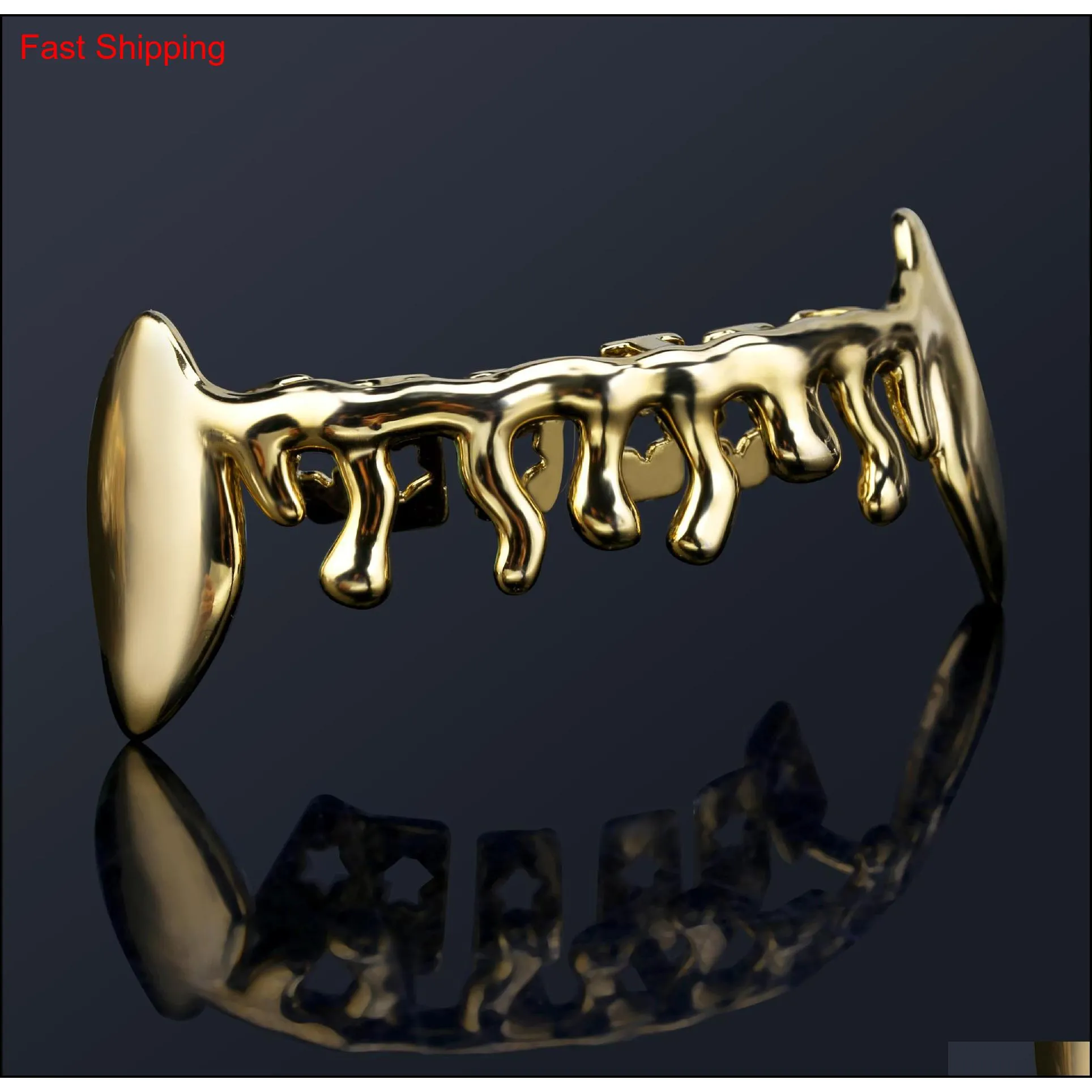 18k Gouden Tanden Bretels Punk Hip Hop Multicolor Diamond Custom Onderste Tanden Grillz Tandheelkundige Mond Fang Grills Tand Ca qylBSE queen66256H