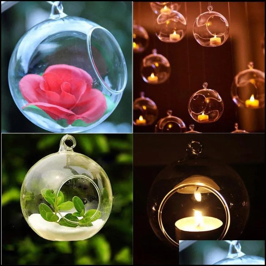 1PC 60MM Hanging Tealight Holder Glass Globes Terrarium Wedding Candle Holders Candlestick Vase Home Inn Bar Decoration