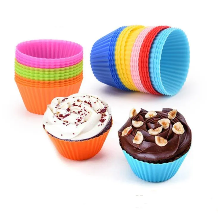 12 pz/set Muffa Della Torta Del Silicone A Forma Rotonda Muffin Cupcake Stampi Da Forno Cucina Cottura Bakeware Maker FAI DA TE Strumenti di Decorazione Della Torta SN6002