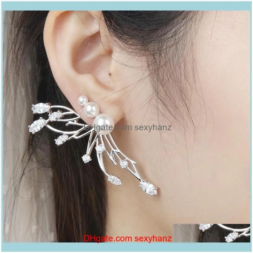 JewelryDetachable Küpeler Lüks 100% 925 Sier Pearl Zirkon Kelebek Şekli Vintage Ear Takı Saplama Bırak Teslimat 2021 Bey13