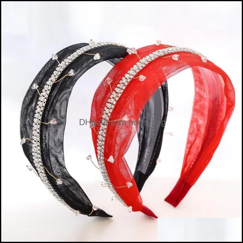 Vintage Rhinestone Chain Bezel Hairband Women Mesh Headband Girls Hair Accessories Opaska Do Wlosow Diademas Para El Pelo