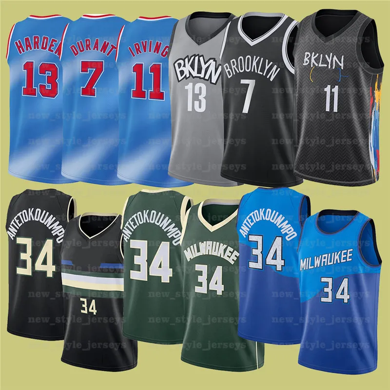 7 Kevin 11 Kyrie 34 Giannis Irving Antetokounmpo Durant 13 Harden NCAA 남자 농구 유니폼 2022 new Stitched Jersey z28