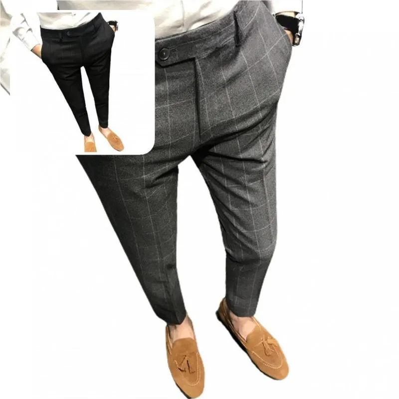 Men's Suits & Blazers Men Pants Button Breathable Ankle Length Handsome Suit For Dating