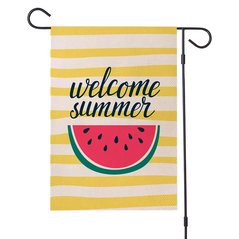 fruit patroon zomer vlas tuin vlag hallo zomer watermeloen citroen ananas bedrukte dubbele kant bedrukte tuin vlag Zze5149