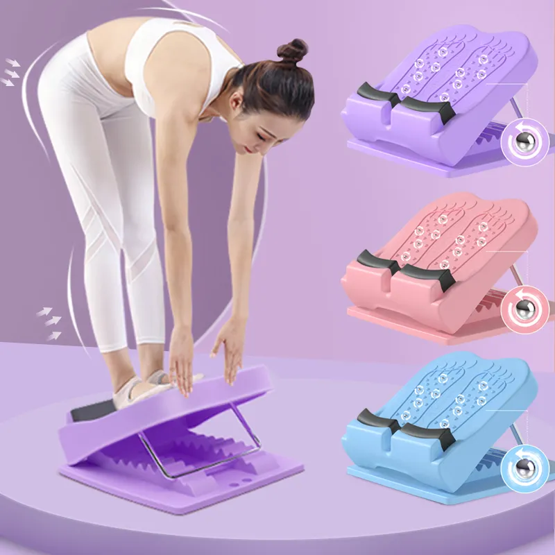 Adjustable Anti-slip Stretching Board Ab Roller Stretch Calf Balance Plate Yoga Stepper Leg Stretcher Slant Ankle Foot Incline Tight Calve Plantar Fasciitis 4 Level