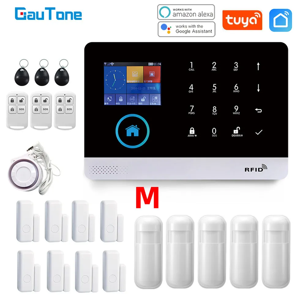 Gautone PG103 System Hem BURGLAR SÄKERHET 433MHz WIFI GSM Alarm Wireless Tuya Smart House App Control