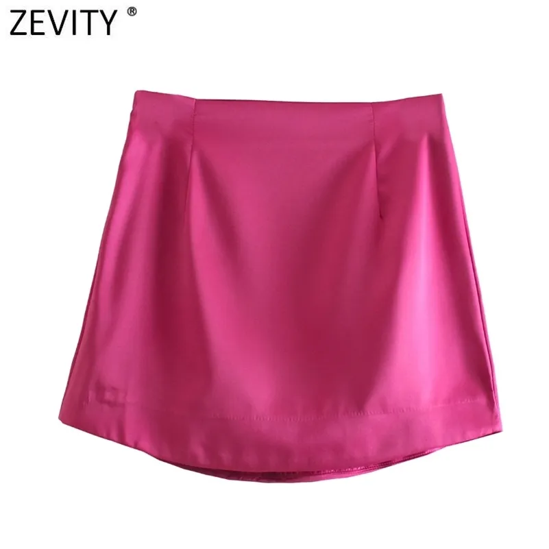 Zevenity Dames High Street Effen Kleur Zij Zipper Sexy Mini Rok Faldas Mujer Dames Licht Zacht Casual Slanke Chic Vestidos QN765 210708