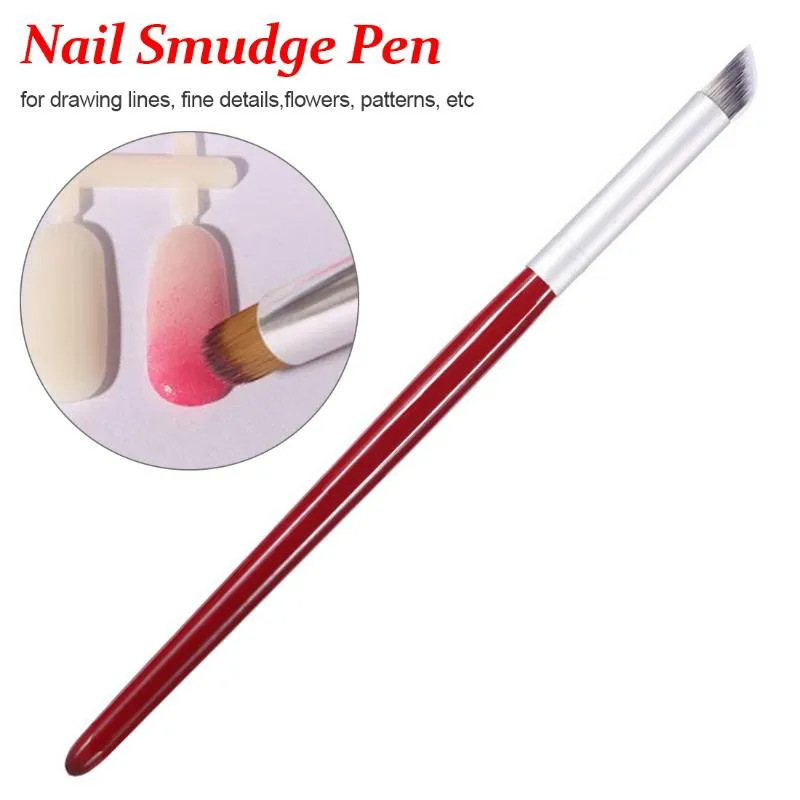 Nail Brushes Manicure Painting Shanding Pen DIY Salon Drawing Tool Dark Red Wood Handle Nylon Hair Ombre Gradient Art Gel Brush