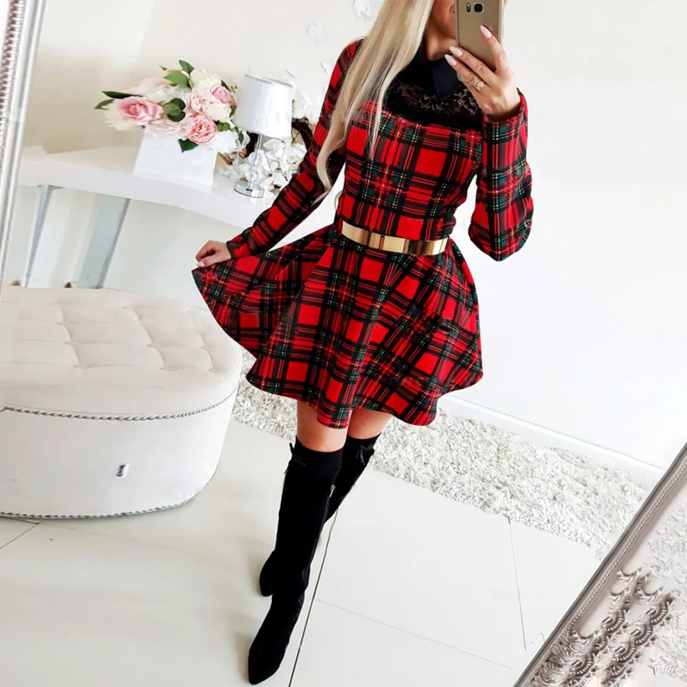 plaid christmas dress womens