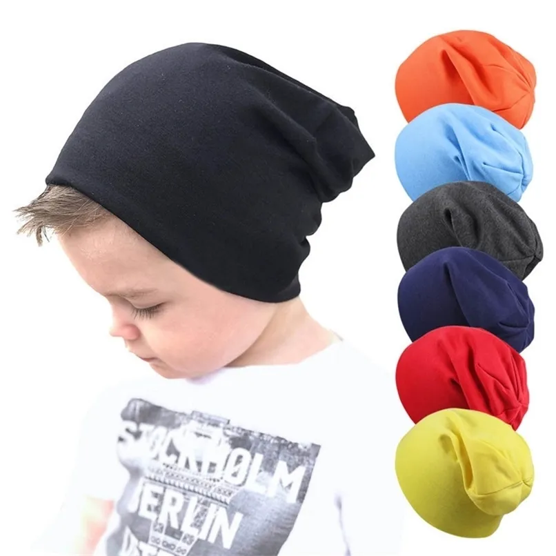 0M-4Y Baby Street Dance Hip Hop Spring Autumn Baby Hat Scarf for Boys Girls Knitted Cap Winter Warm Solid Color Children Hat 211023