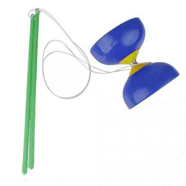 2Pcs Retro Diabolos with Sticks Traditional Circus Games Chinese Yo Yo Blue