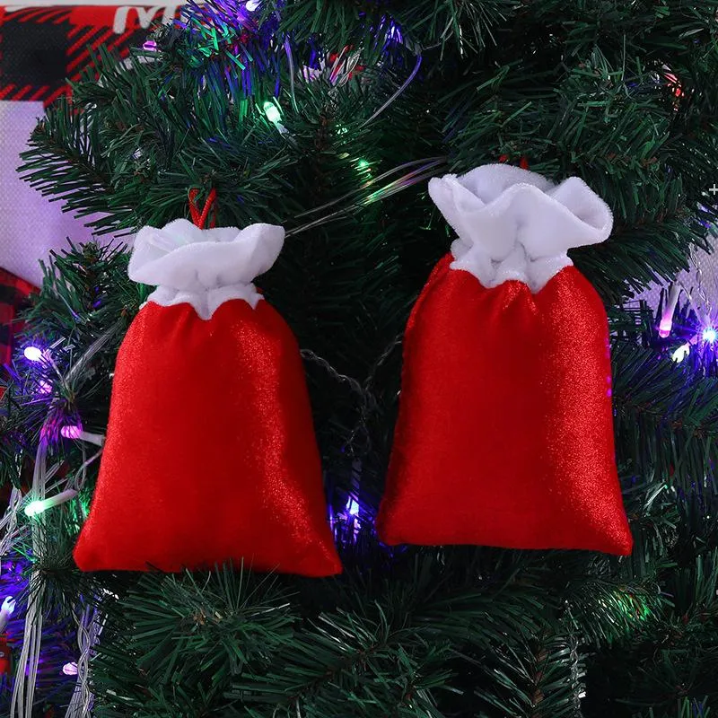 Christmas Drawstring Souvenir Bag Santa Claus Gift Candy Sack Xmas party Hanging Decor Accessories Household Storage Bags JJD11001