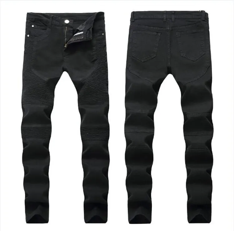 Homens afligidos jeans rasgados moda motocicleta motociclista jeans calças de denim calças US tamanho 28 ~ 42 streetwear estilo homens jeans js2110