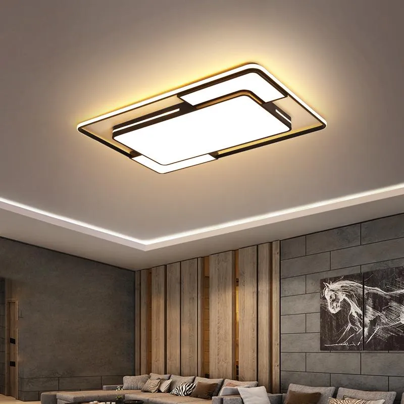 Square LED Modern Gold Ceiling Lights For Living Room And Kitchen