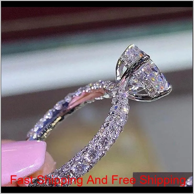 Femmes Designer Anneaux Romantique Zircon Brillant Princesse Anneaux Ovale Pierre De Mariage De Mariée Bijoux De Mode Pour Les Femmes 7Cxqx Ne9Y5