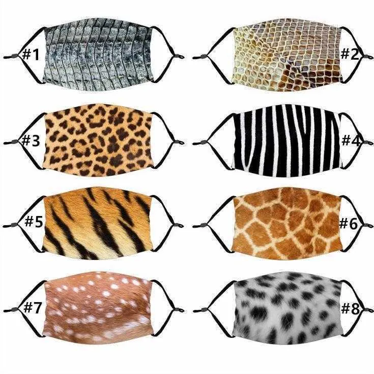 3D-Print Designer Masks With Filter Pocket Tiger Leopard Design Funny Face Mask Protective Ear-hanging Covering Face Cover Masks DHF1564