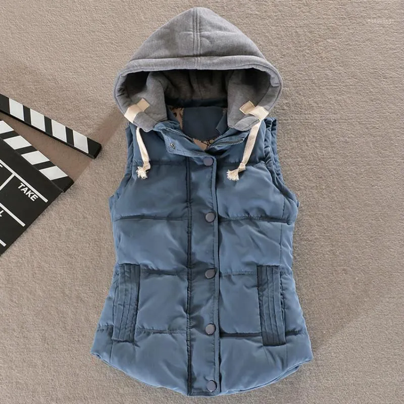 Autumn And Winter Gilet Women Short Cotton Thickening Quilted Puffer Vest Hood Plus Size Casual Office Waistcoat1