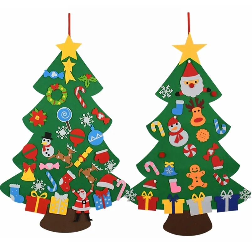 DIY Felt Christmas Tree Decorations Kids Gifts Xmas Door Wall Hanging Ornament Artificial Home Wedding Party Favors 211018