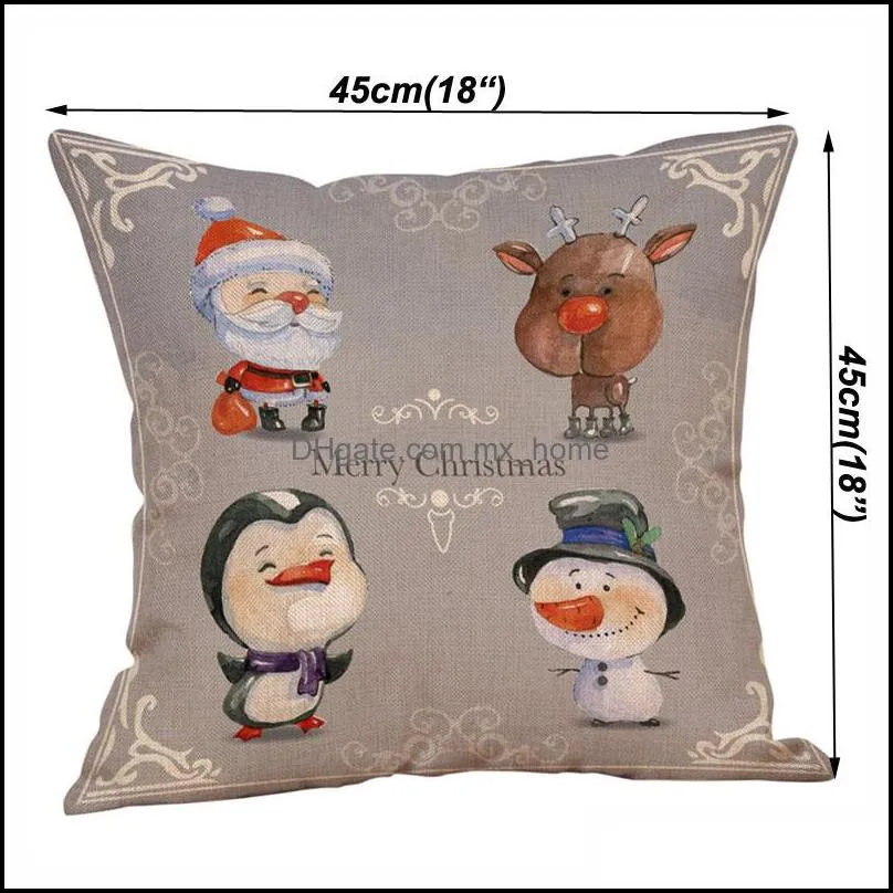 Christmas Cartoon Pillowcase 18*18 inch Santa Claus Pattern Lovely Pillow Cover Living Room Sofa Seat Decorative Cushion Covers VT1714