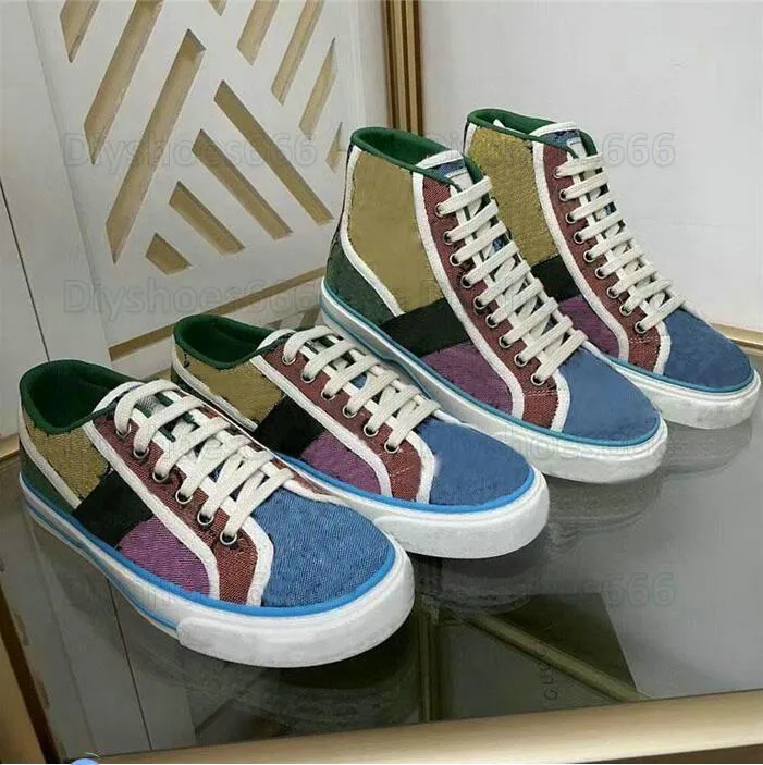 Mens Tennis 1977 Multicolor Designer Schoenen High-Top Boots Low-Top Vintage Sneaker Lace-up Web Stripe Canvas Platform Outdoor Womens Casual Shoe