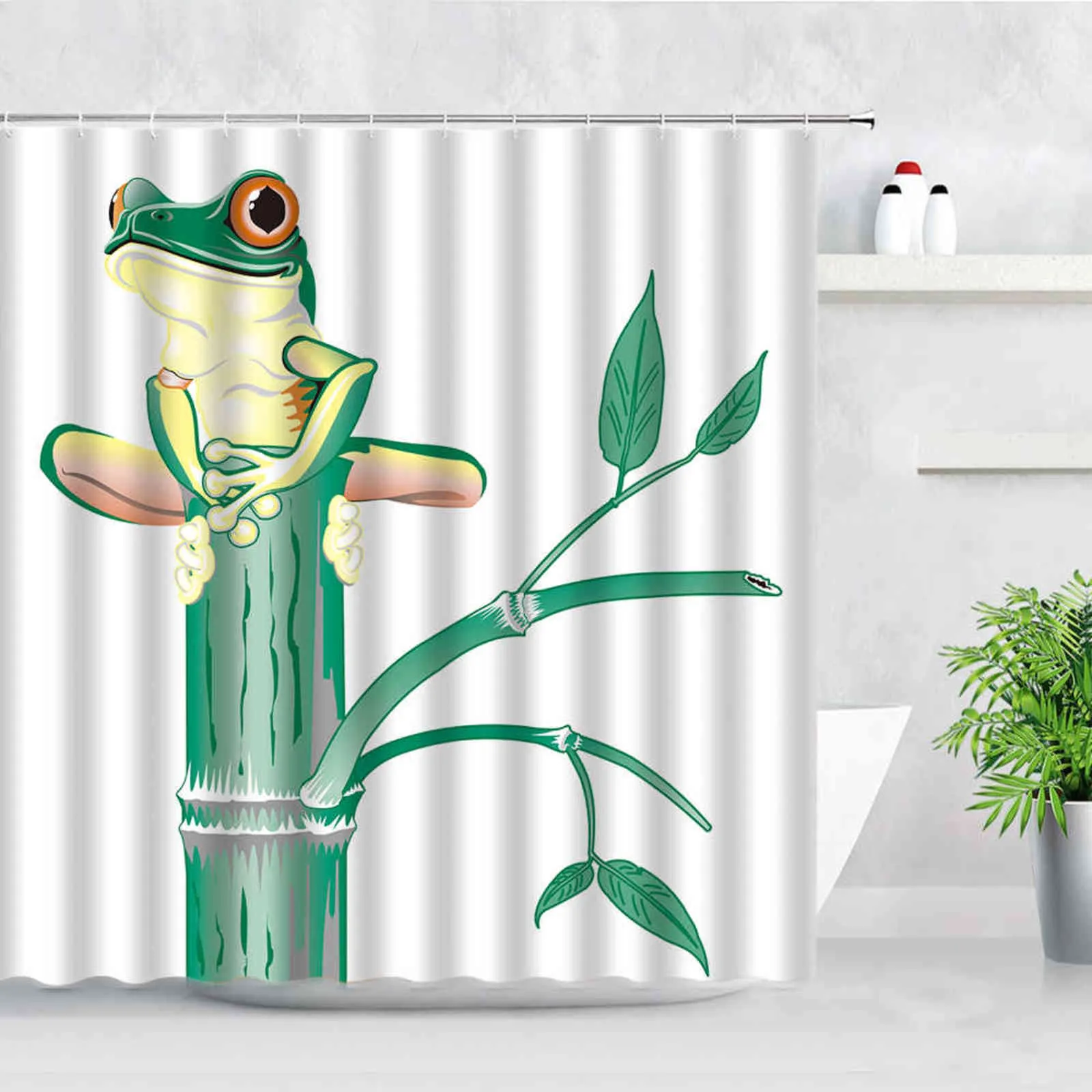 Funny Frog Cartoon Shower Curtain Sets Leaf Animal Creative Children  Bathroom Decor Waterproof Fabric Home Hooks Bath Curtains 211116 From  Kong09, $10.97