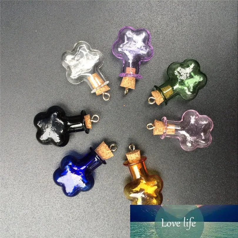 Mini Glasflaschen mit Metallschleifenkorken DIY 7 Arten Farben Pflaume Blumenform Anhänger Gläser Nette Wishing Phioles Geschenke