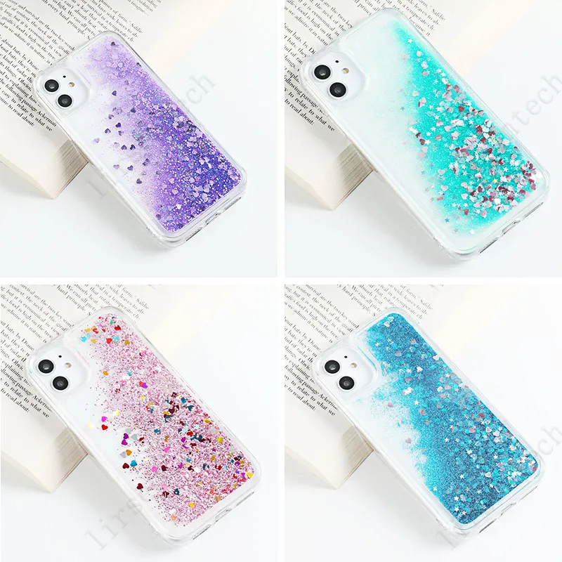 Vloeibaar dynamisch drijfzand telefoonhoesje voor iPhone 12 hoesjes Glitter Fundas Iphone 11 Pro Max Mini XR 7 8 SE 2021 X XS 6 6s Plus Cover nieuw gratis Drop Ship