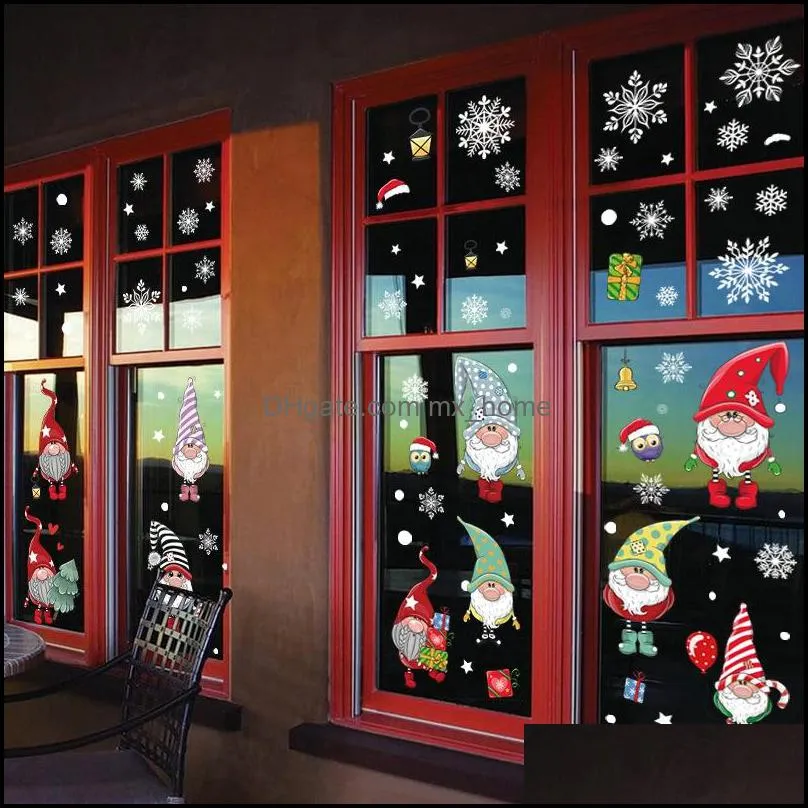 Merry Christmas Wall Stickers Christmas Decorations Santa Elk Window Glass Stickers Home 2020 Christmas Ornaments Xmas New Year 2021