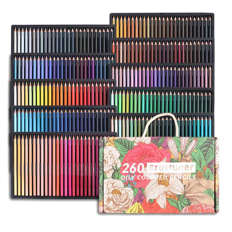 Brutfuner 260/Professional Oil Color Pencils Set Sketch Coloured Colored  Pencil For Draw Coloring School Art Supplies 210713 From Mu06, $230.61