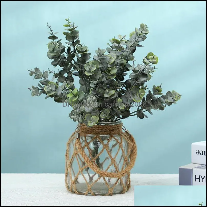 Faux Eucalyptus Leaves Artificial Greenery Stems Fake Green Plants Branches DIY Home Wedding Party Decoration JK2101XB