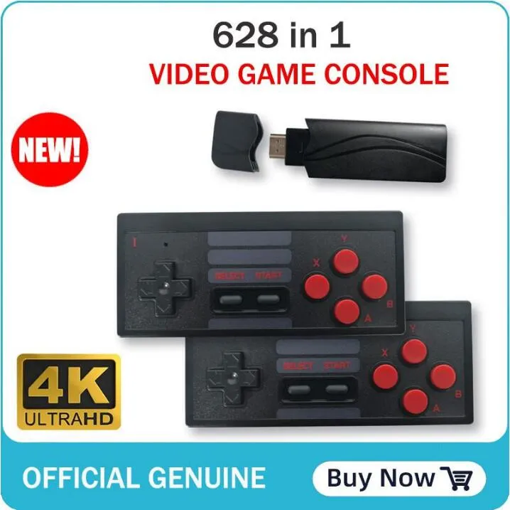 HD 4K Retro Mini Video Game Console 628 игр с 2 двойным портативным беспроводным контроллером для видеоигры HDTV