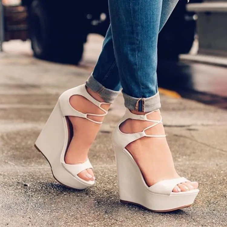 Faux Leather Platform Slip On Sandals | SHEIN ASIA