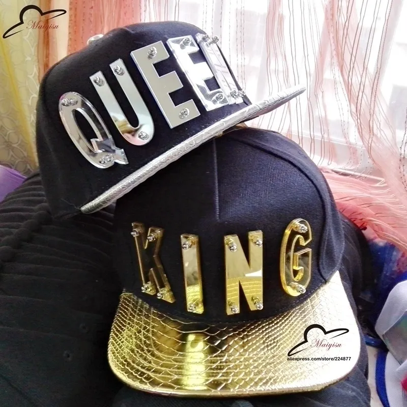 KING QUEEN Custom Mirror acrylic letters hat Basketball Hat Mens Baseball Caps Unisex Gorras Hip hop Snapbacks Brand Cap T200323