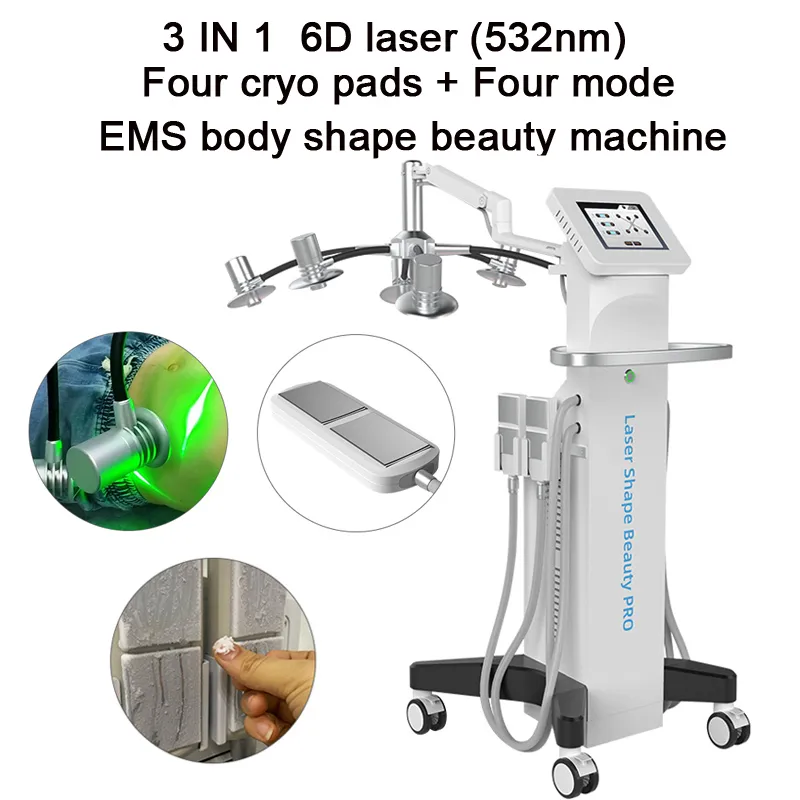 Máquina de adelgazamiento con láser Lipo LipoLaser 532 nm Luz verde Criolipólisis Congelación Eliminación de grasa EMS Apriete la piel Máquina de belleza para moldear el cuerpo