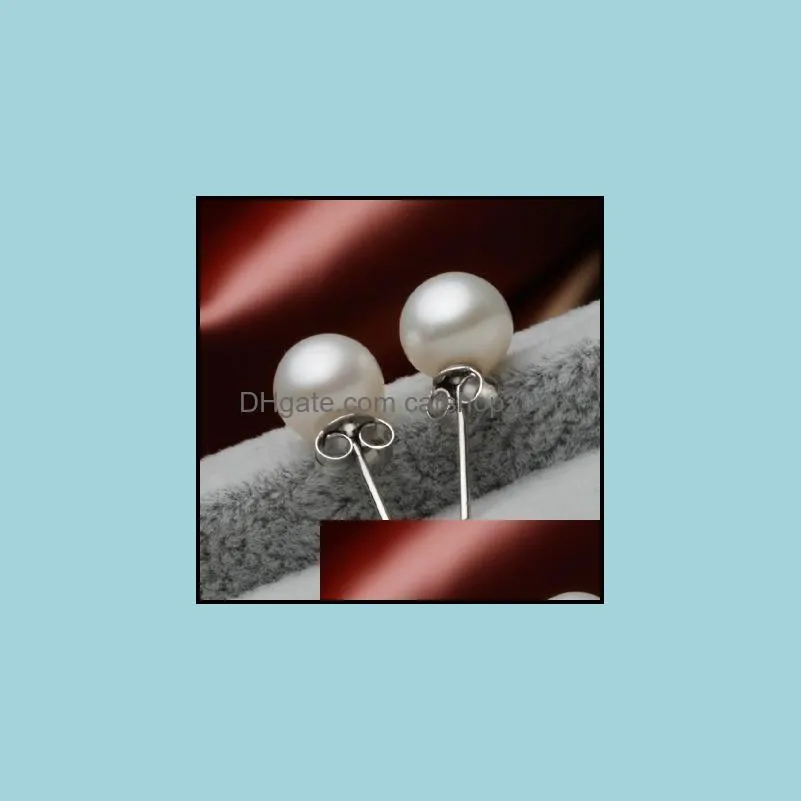 Biżuteria 925 Sterling Sier Kolczyki 8 mm Pearl Stud Kolejki Pins Ear For Lady Women Designer Luksusowy prezent biżuterii Hurtowa dostawa 2021 6