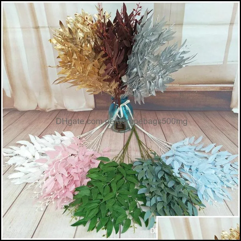 Simulated leaves vine plants willow leaves wedding road layout simulation plant silk printing cloth bundle willow leaves DHL