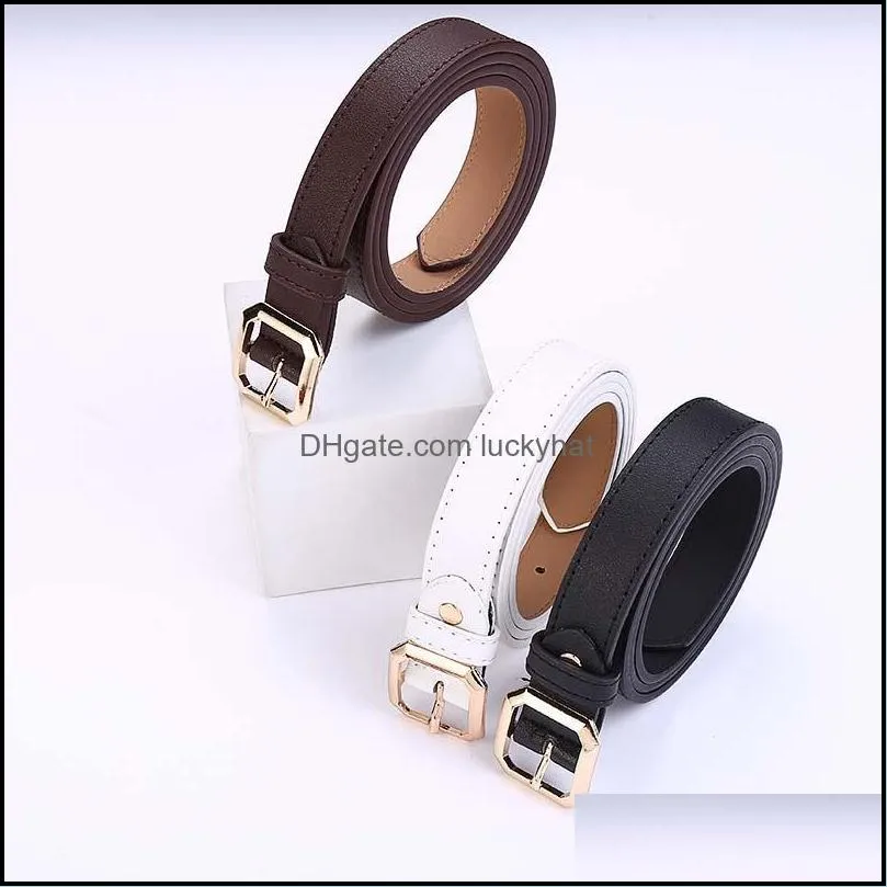 Belts High Quality Women Vintage PU Metal Square Pin Buckle Ladies Girdle Brand Design Polygon Decoration Waistband KT164