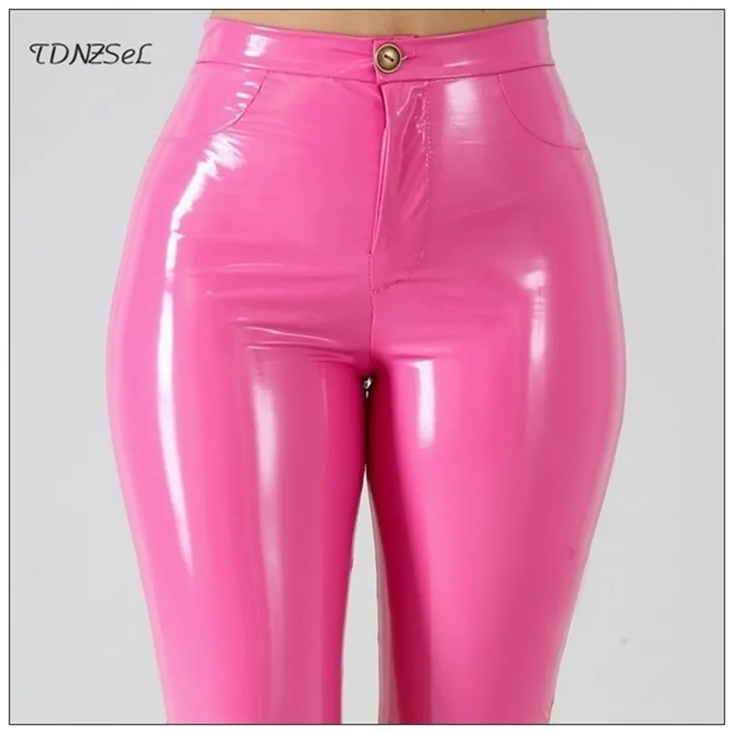 Women Ladies High Waisted PVC Leather Wet Look Leggings Pants Trousers Plus  Size