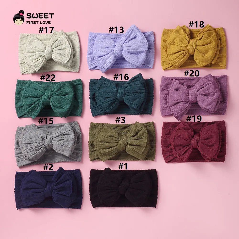 Cable Knit Fashion Baby Girl Wide Turbante Fascia in nylon Fasce per capelli elastiche solide per accessori per capelli per neonati