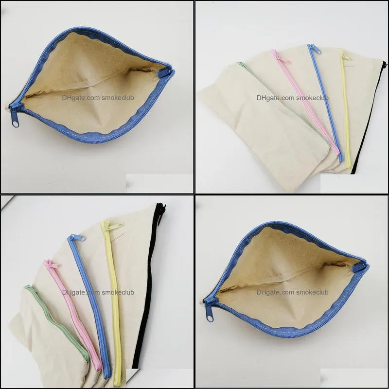 blank canvas zipper Pencil cases pen pouches cotton cosmetic Bags makeup bags Mobile phone clutch bag