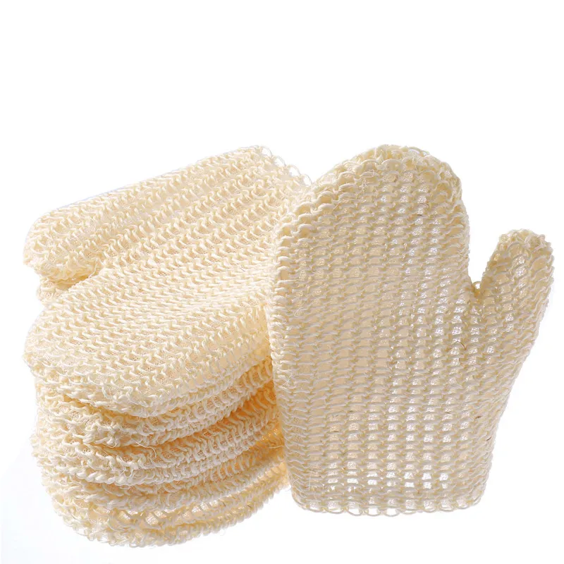 Gants de bain en Sisal naturel, 20x16cm, gant de douche Spa, pour adoucir la peau